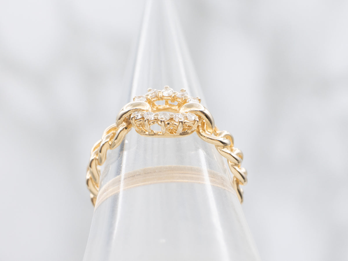 Gold Curb Link Diamond Ring