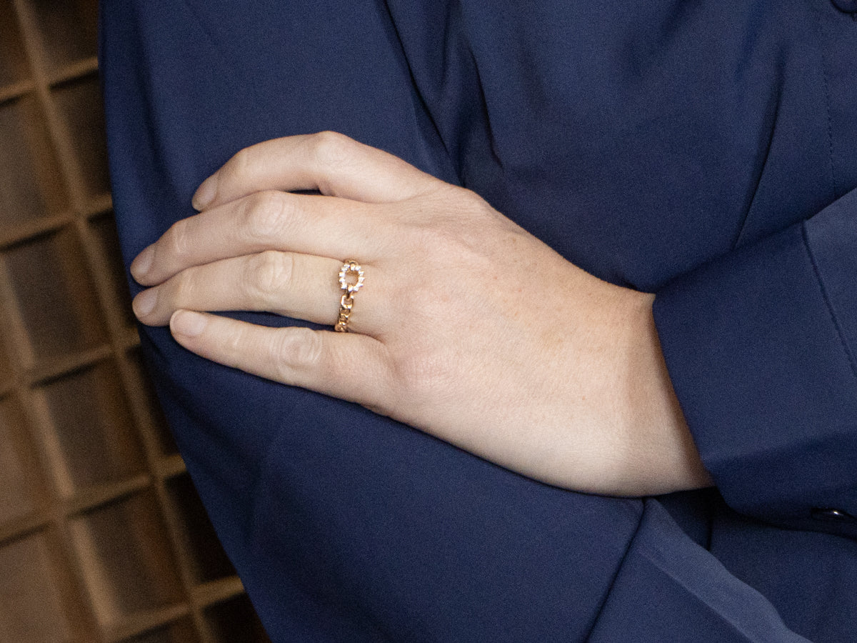 Gold Curb Link Diamond Ring