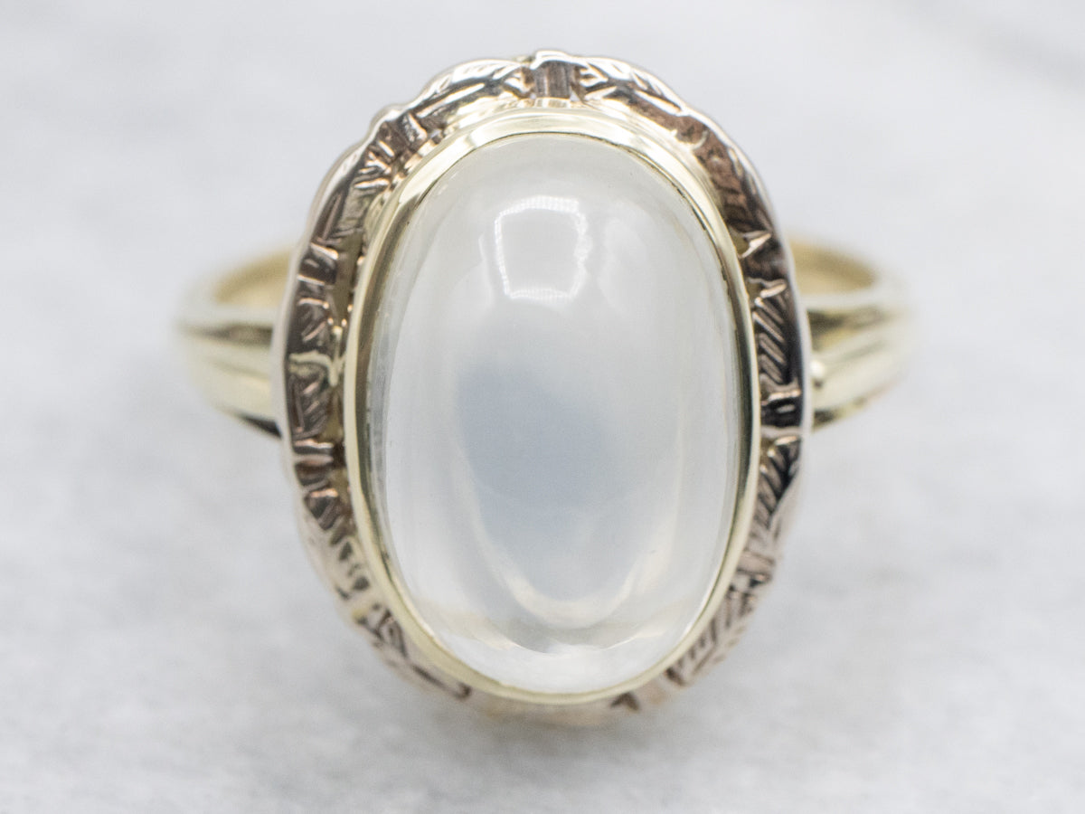 Vintage Bezel-Set Moonstone Solitaire Ring