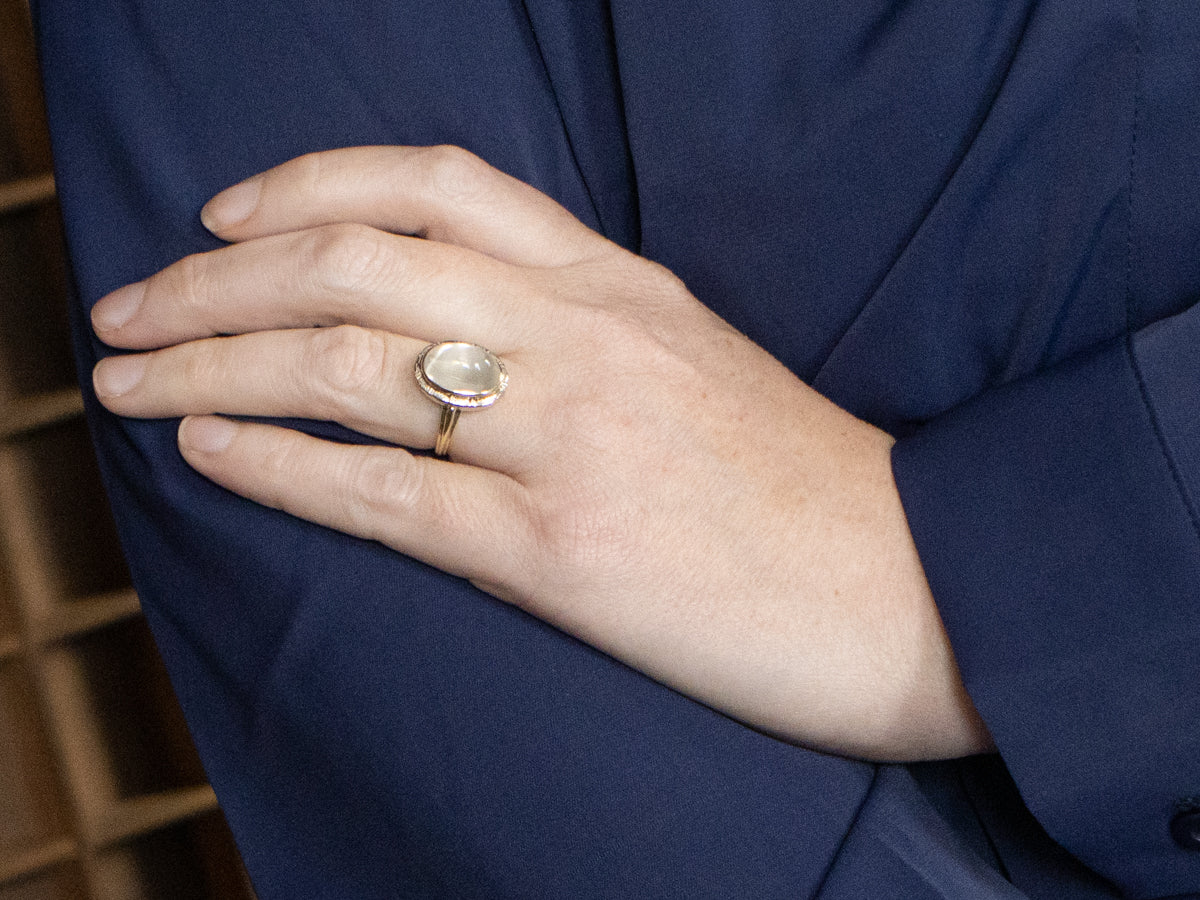 Vintage Bezel-Set Moonstone Solitaire Ring