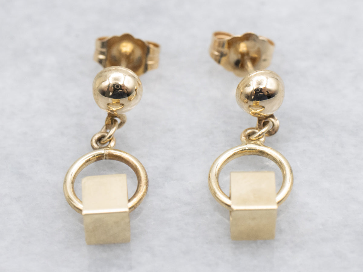 Polished Gold Geometric-Shapes Drop Earrings