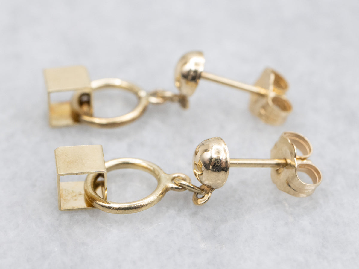 Polished Gold Geometric-Shapes Drop Earrings