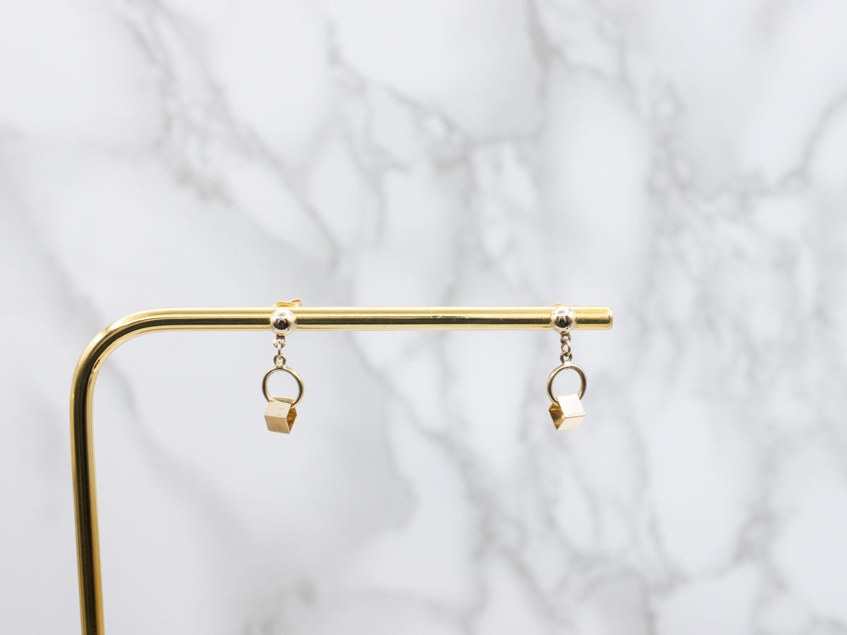 Polished Gold Geometric-Shapes Drop Earrings