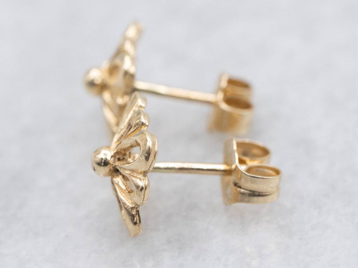 Floral Filigree Gold Stud Earrings