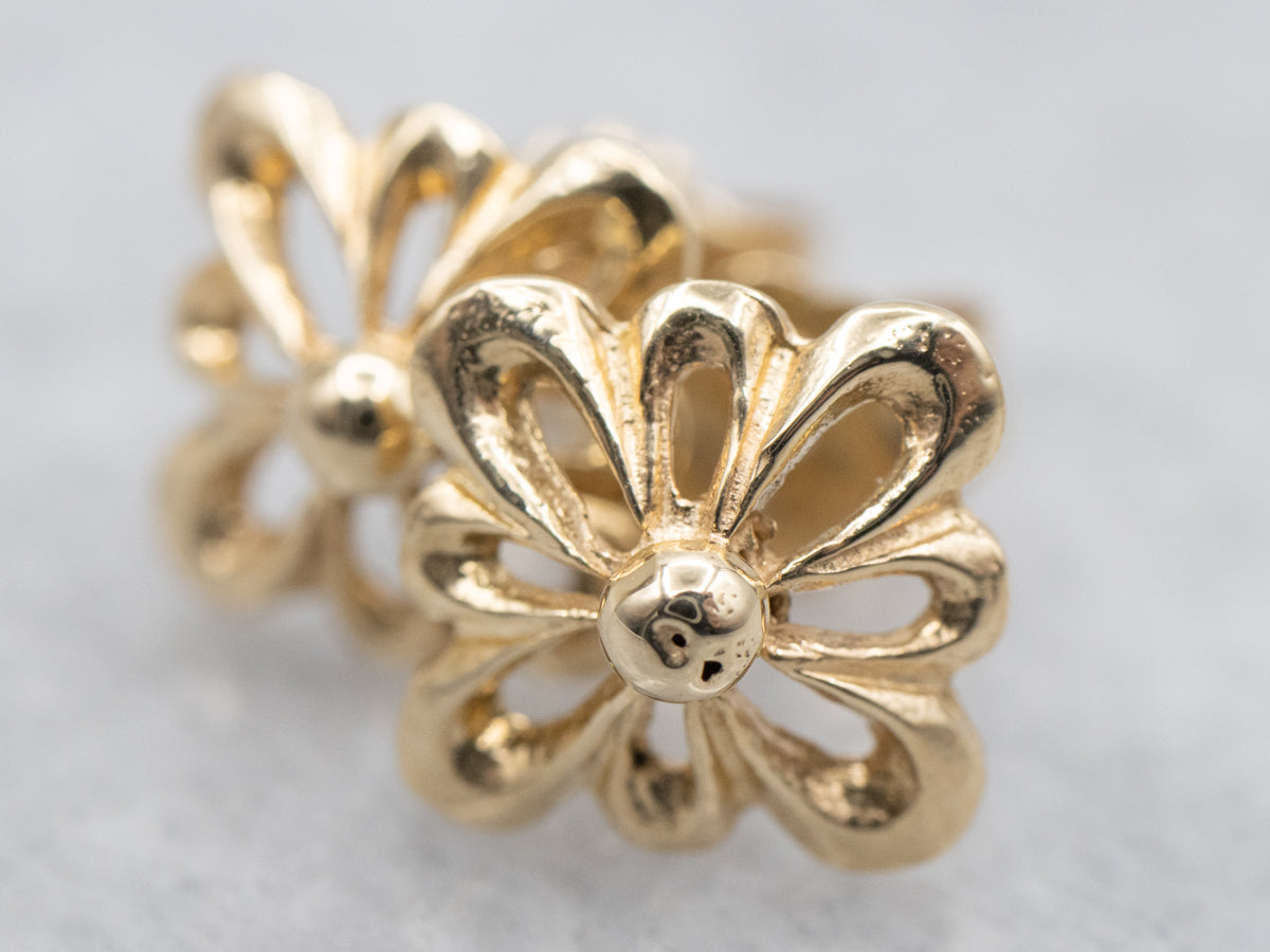 Floral Filigree Gold Stud Earrings