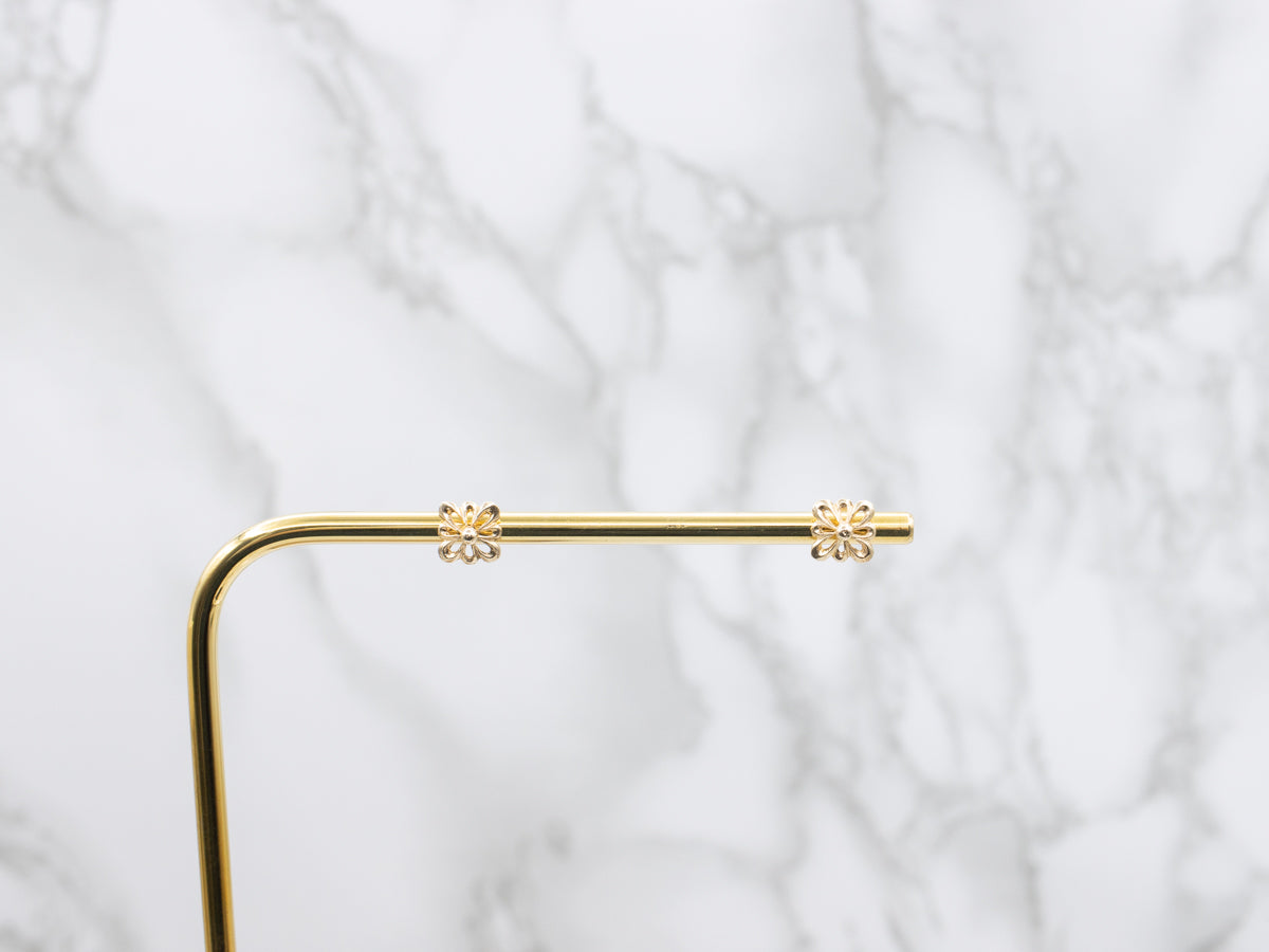 Floral Filigree Gold Stud Earrings