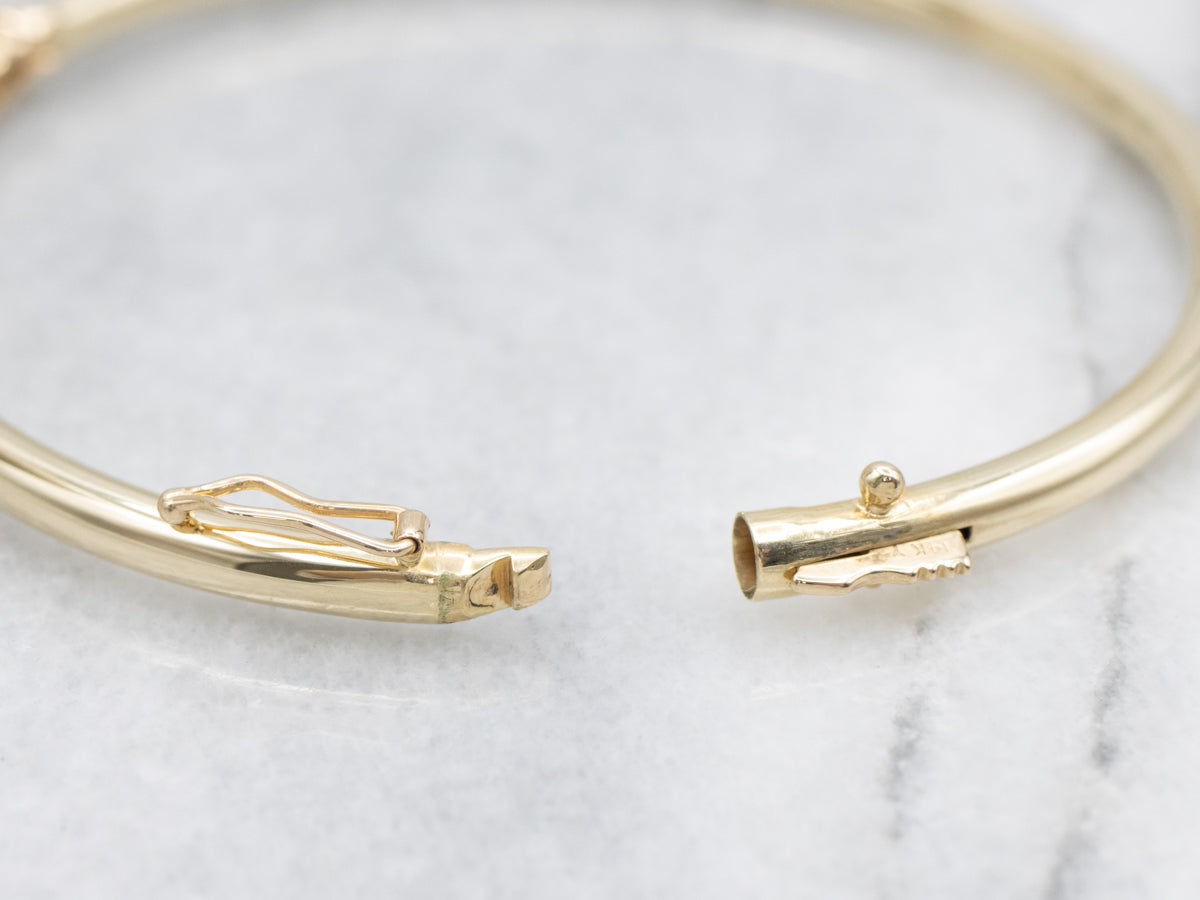 Emerald and Diamond Gold Bangle Bracelet