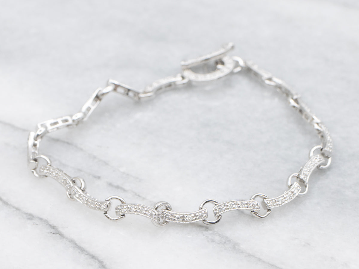 High-Quality Diamond Link Bracelet with Toggle Clasp