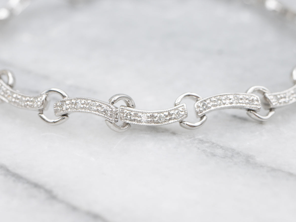 High-Quality Diamond Link Bracelet with Toggle Clasp