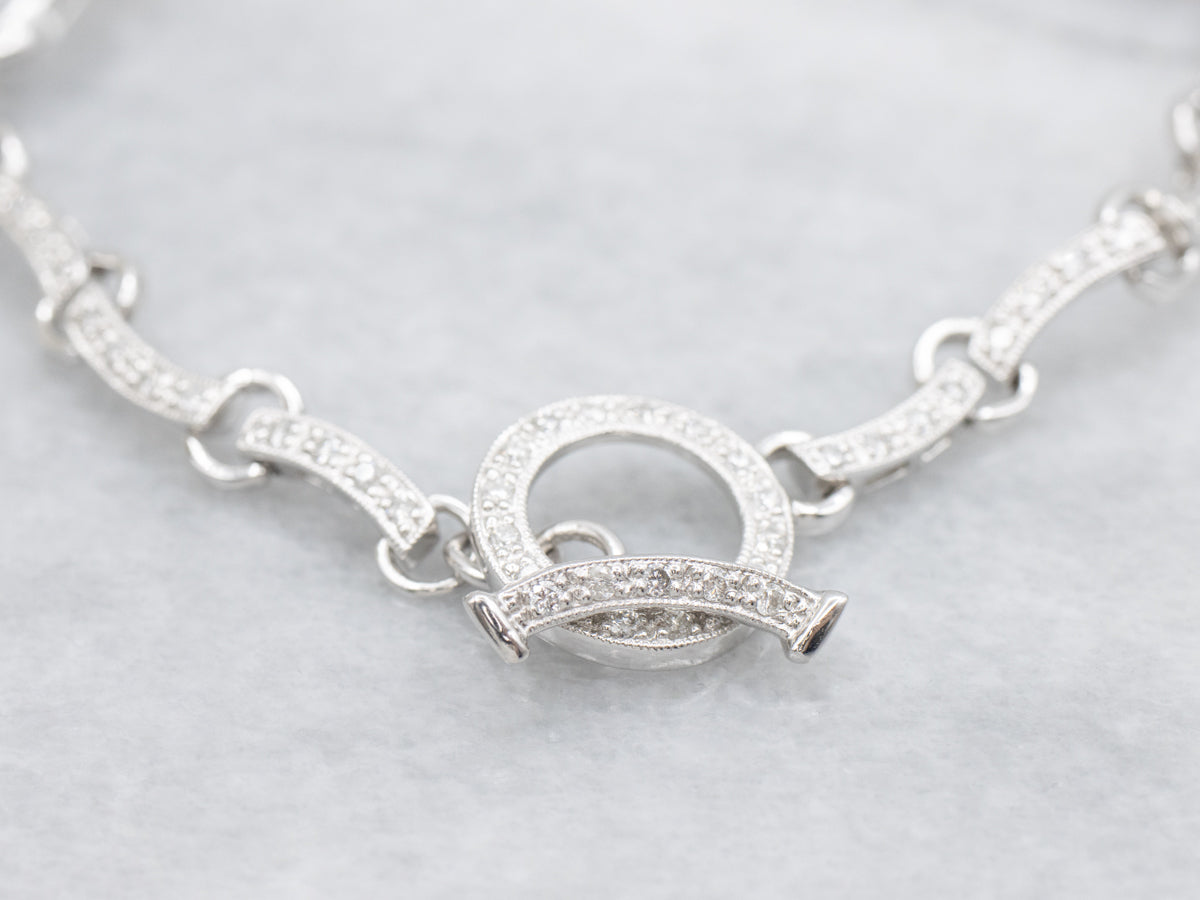 High-Quality Diamond Link Bracelet with Toggle Clasp