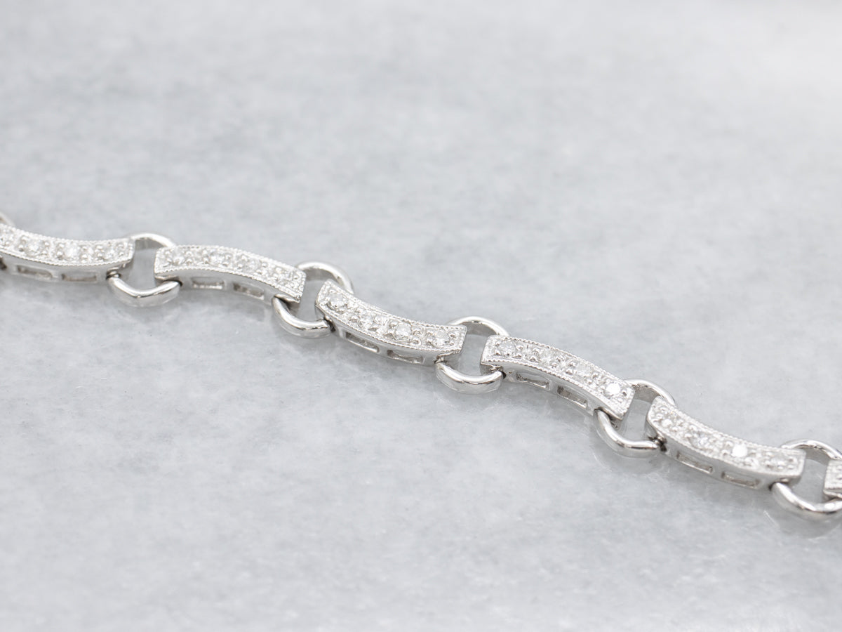 High-Quality Diamond Link Bracelet with Toggle Clasp