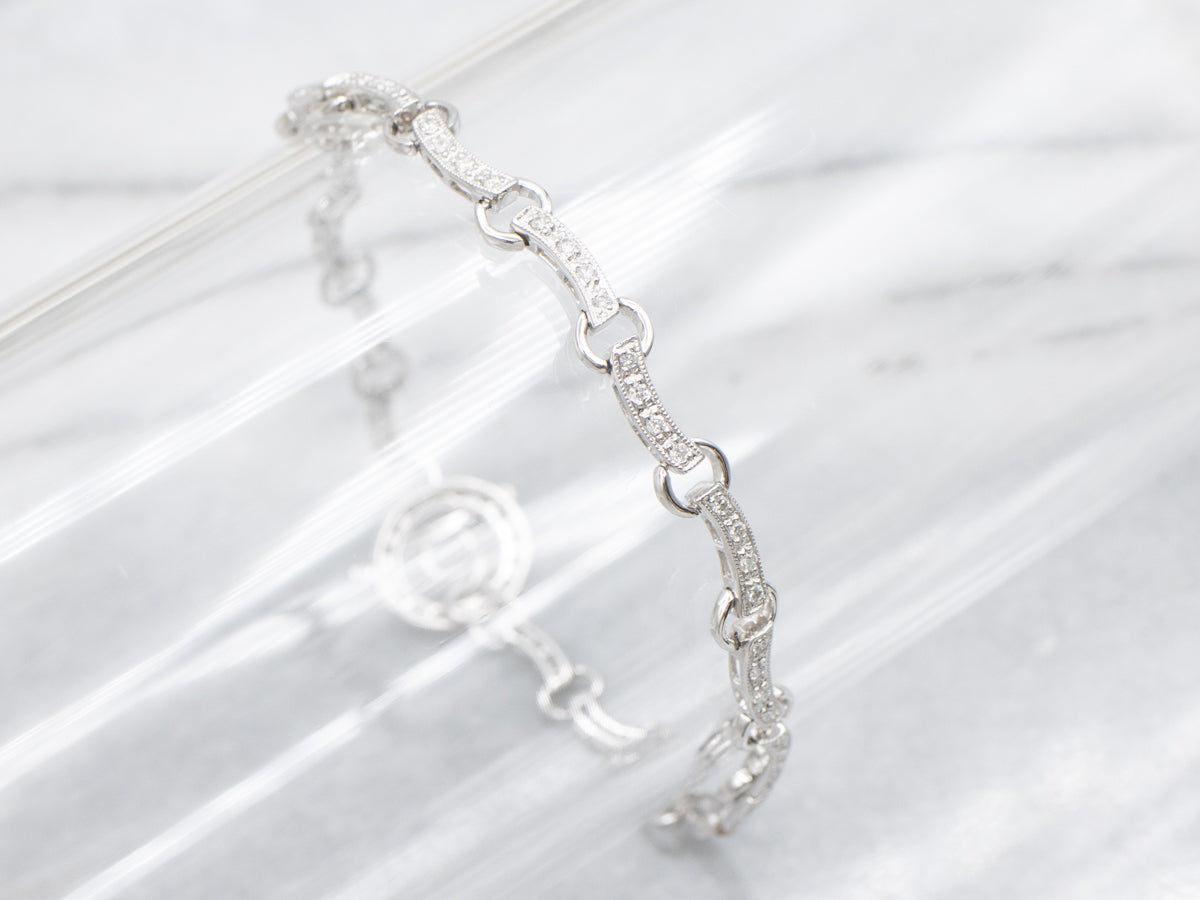 High-Quality Diamond Link Bracelet with Toggle Clasp