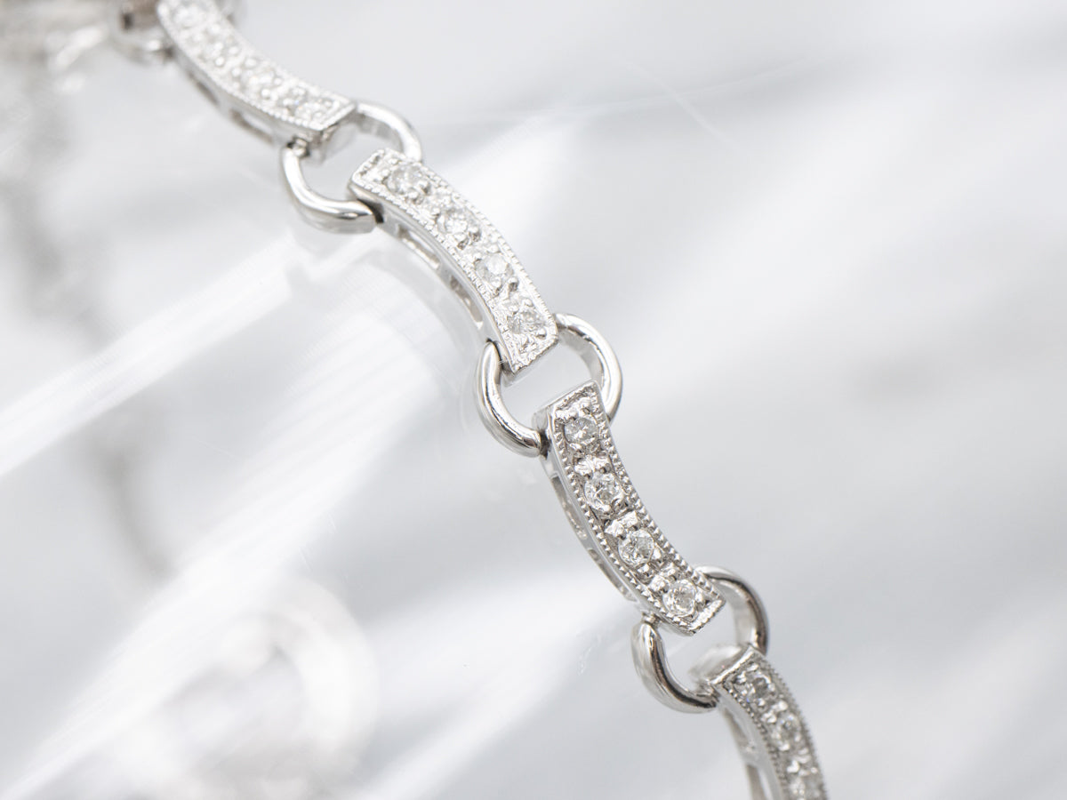High-Quality Diamond Link Bracelet with Toggle Clasp
