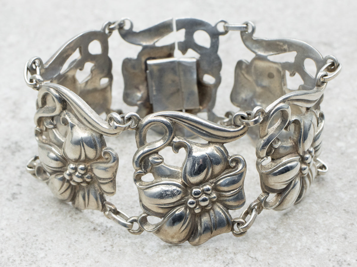 Vintage 1970s Floral Link Bracelet