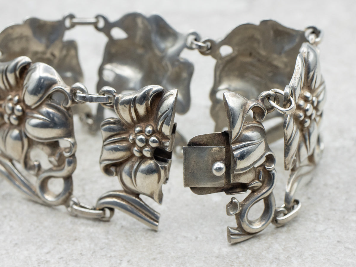 Vintage 1970s Floral Link Bracelet