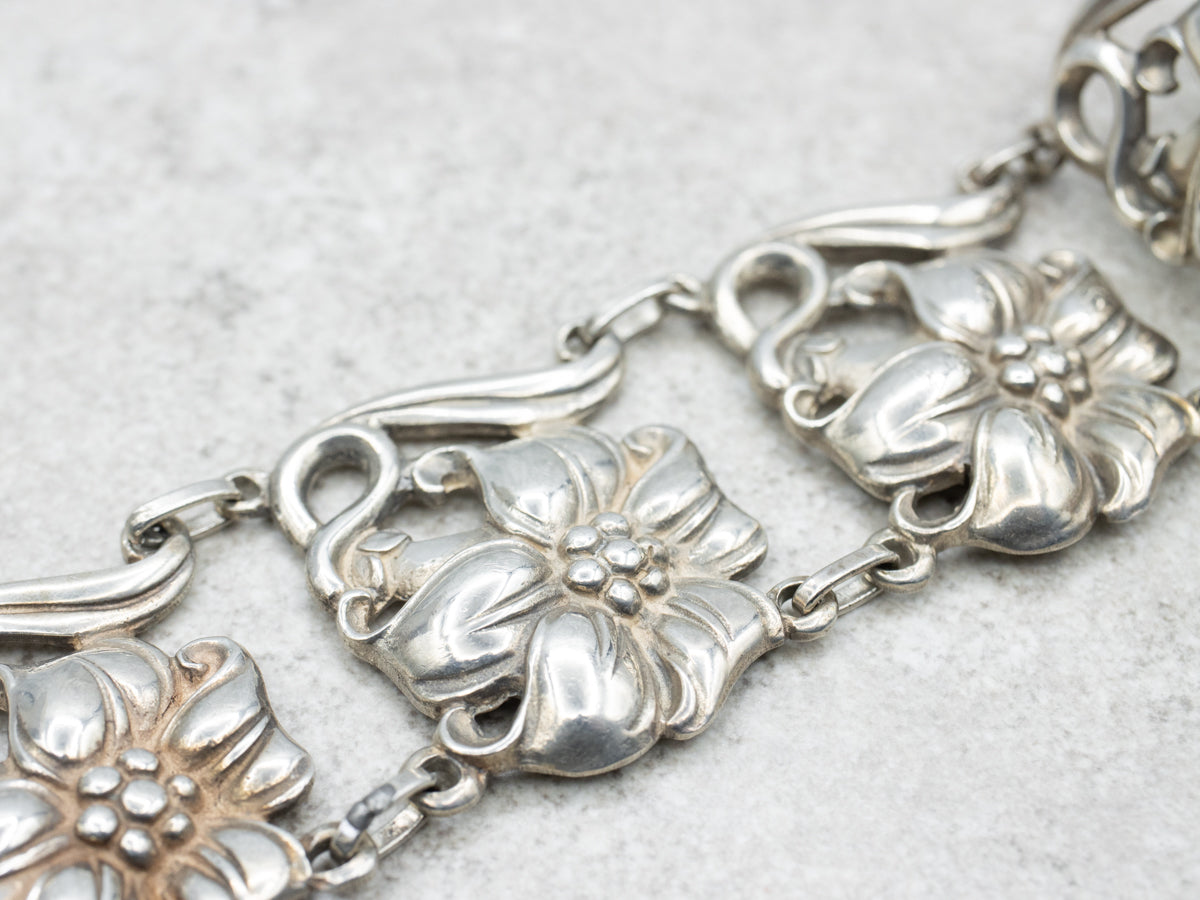 Vintage 1970s Floral Link Bracelet