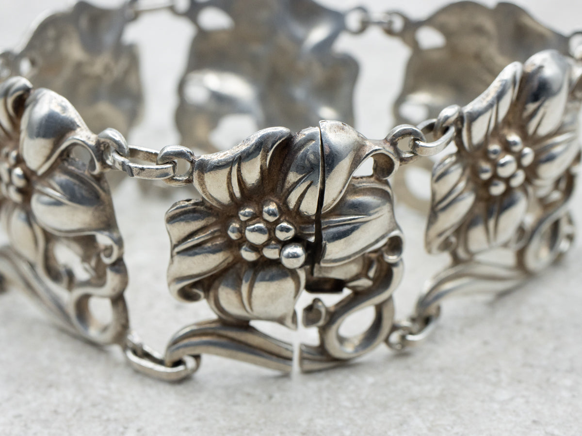 Vintage 1970s Floral Link Bracelet