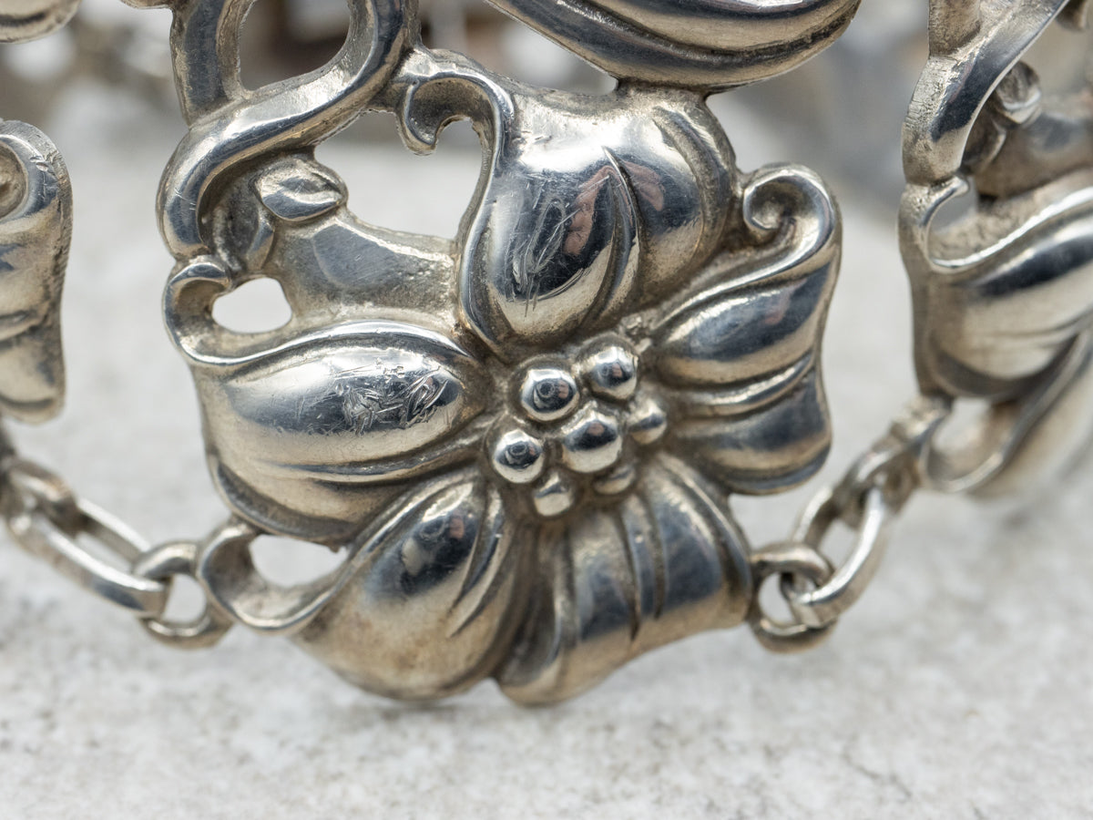 Vintage 1970s Floral Link Bracelet