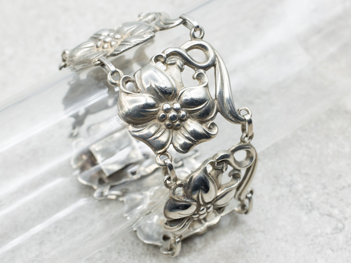 Vintage 1970s Floral Link Bracelet