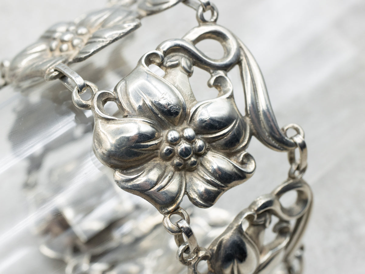 Vintage 1970s Floral Link Bracelet