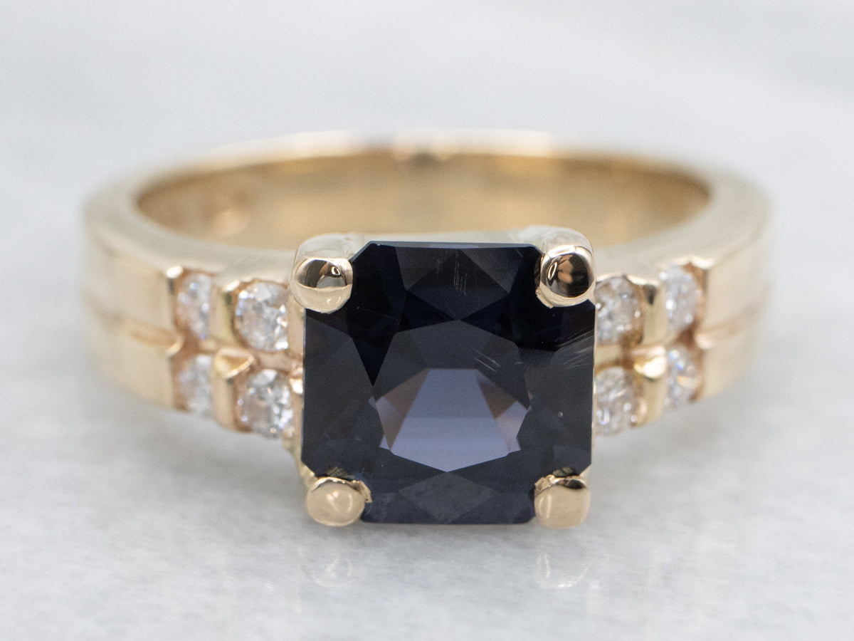 Blue Spinel and Diamond Accent Gold Ring