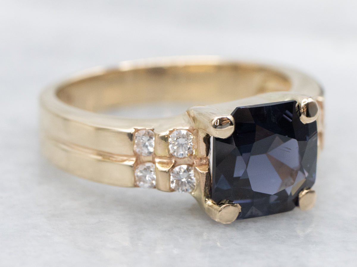 Blue Spinel and Diamond Accent Gold Ring