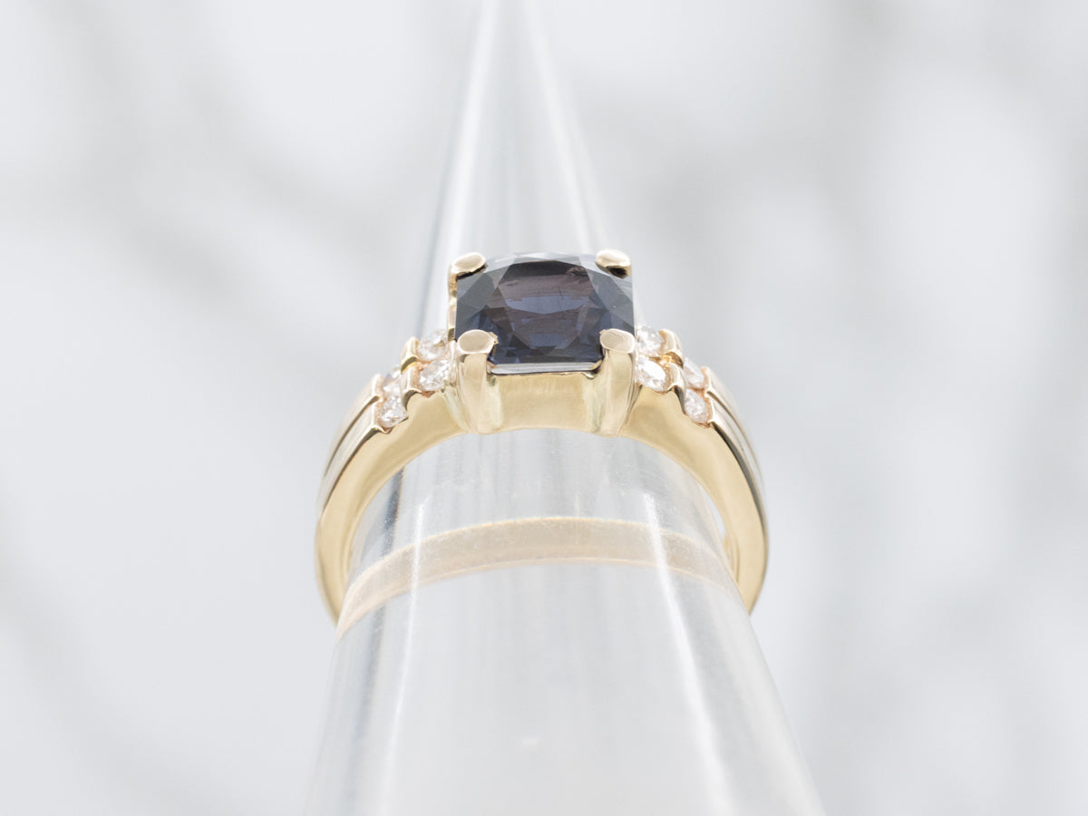 Blue Spinel and Diamond Accent Gold Ring