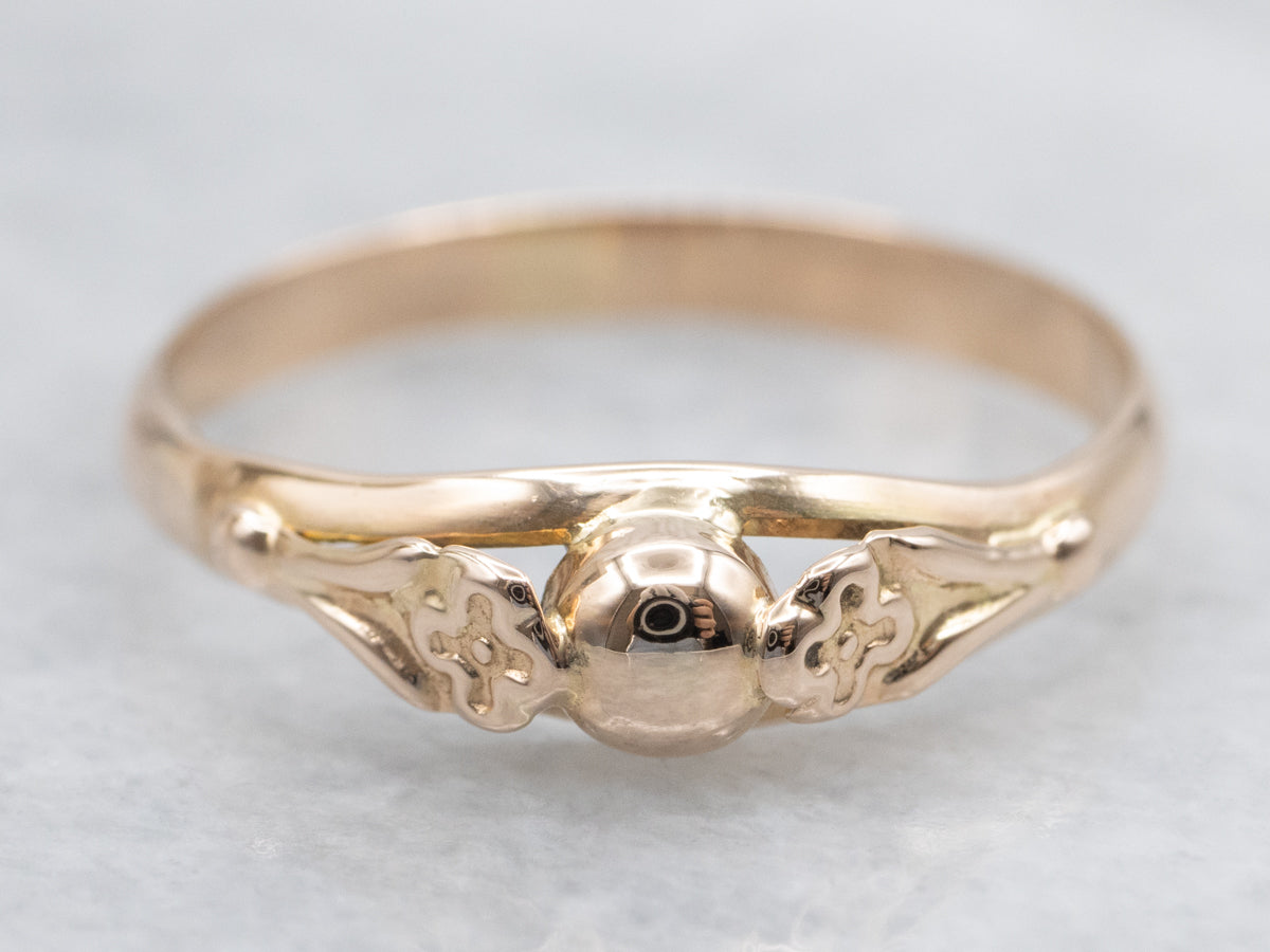 Antique Rose Gold Floral Accented Band