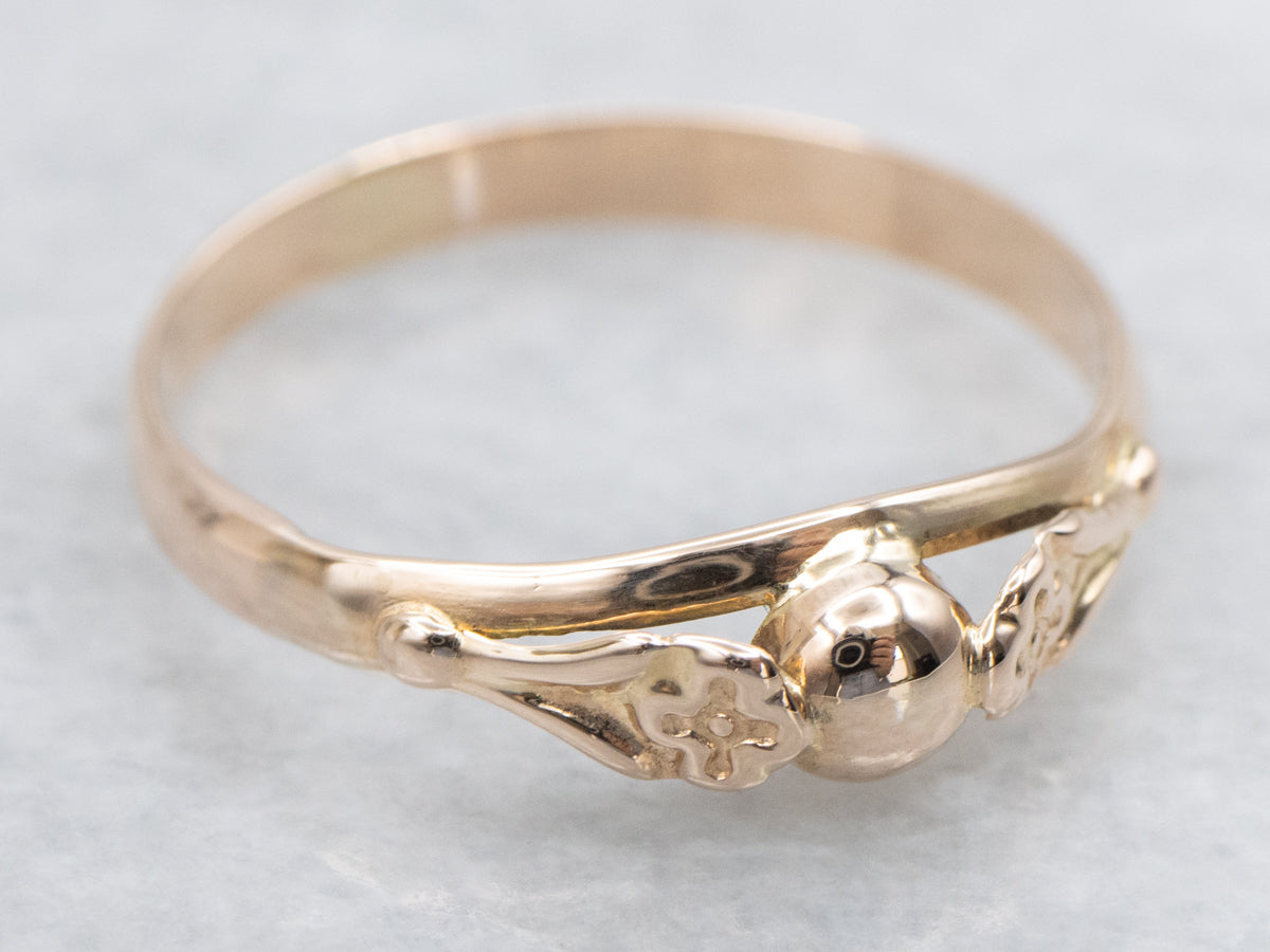 Antique Rose Gold Floral Accented Band
