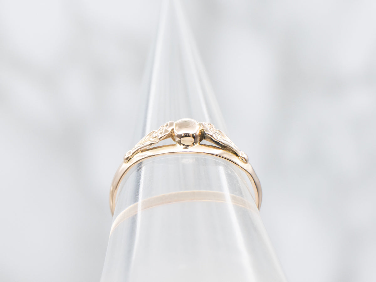 Antique Rose Gold Floral Accented Band