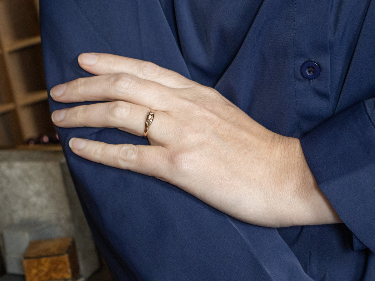 Antique Rose Gold Floral Accented Band