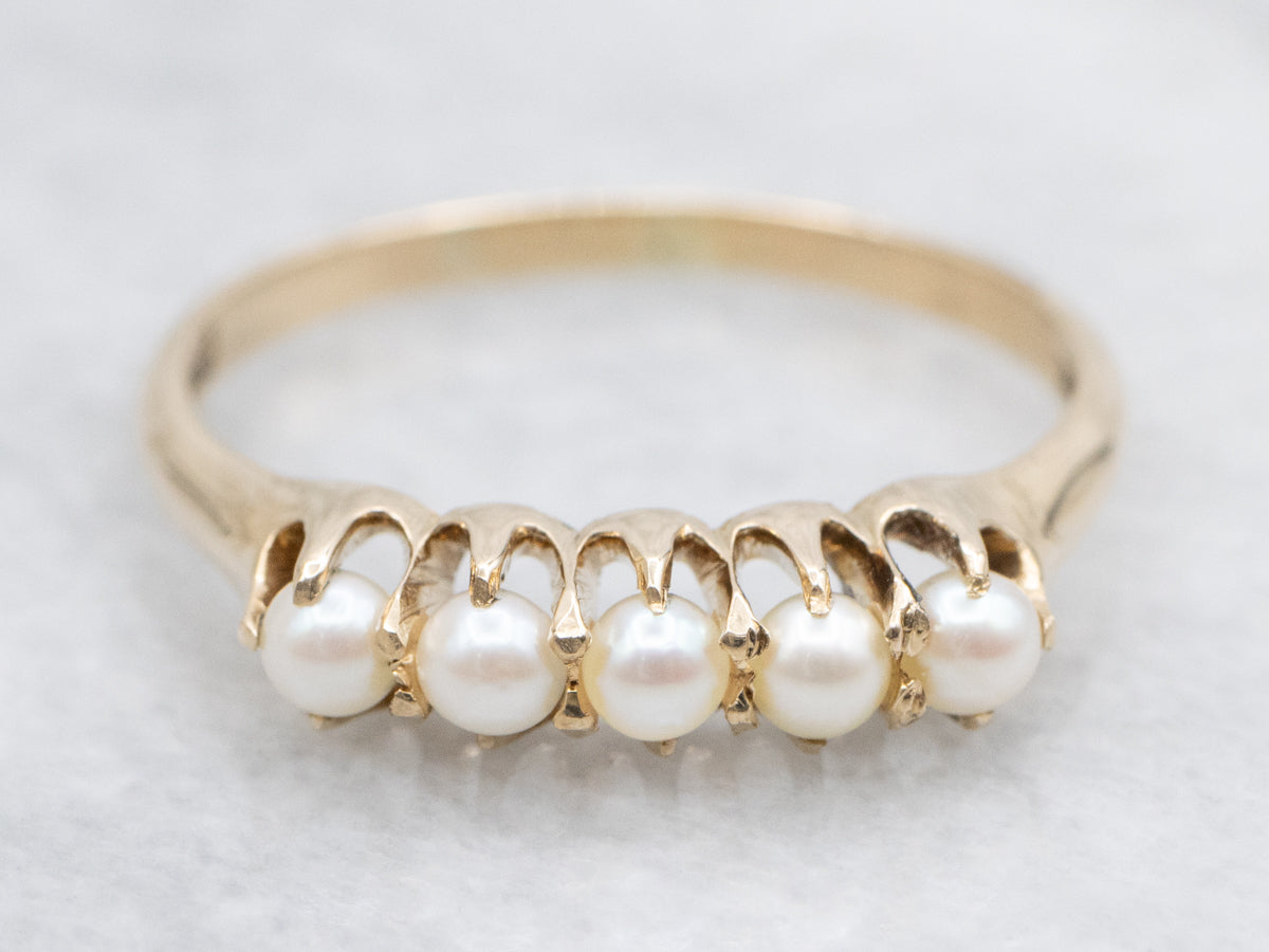 Vintage Creamy Pearl and Gold Band
