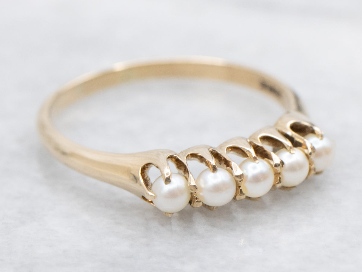 Vintage Creamy Pearl and Gold Band