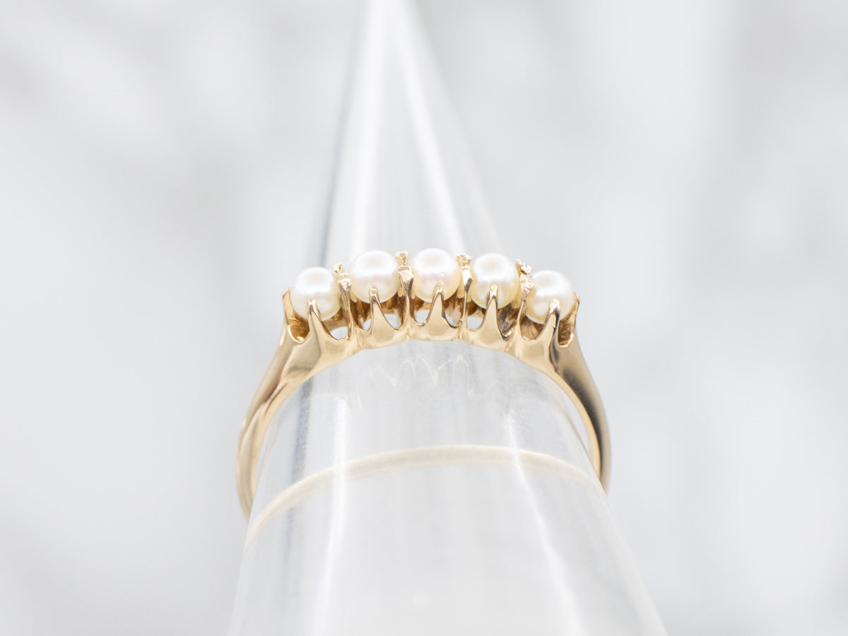 Vintage Creamy Pearl and Gold Band