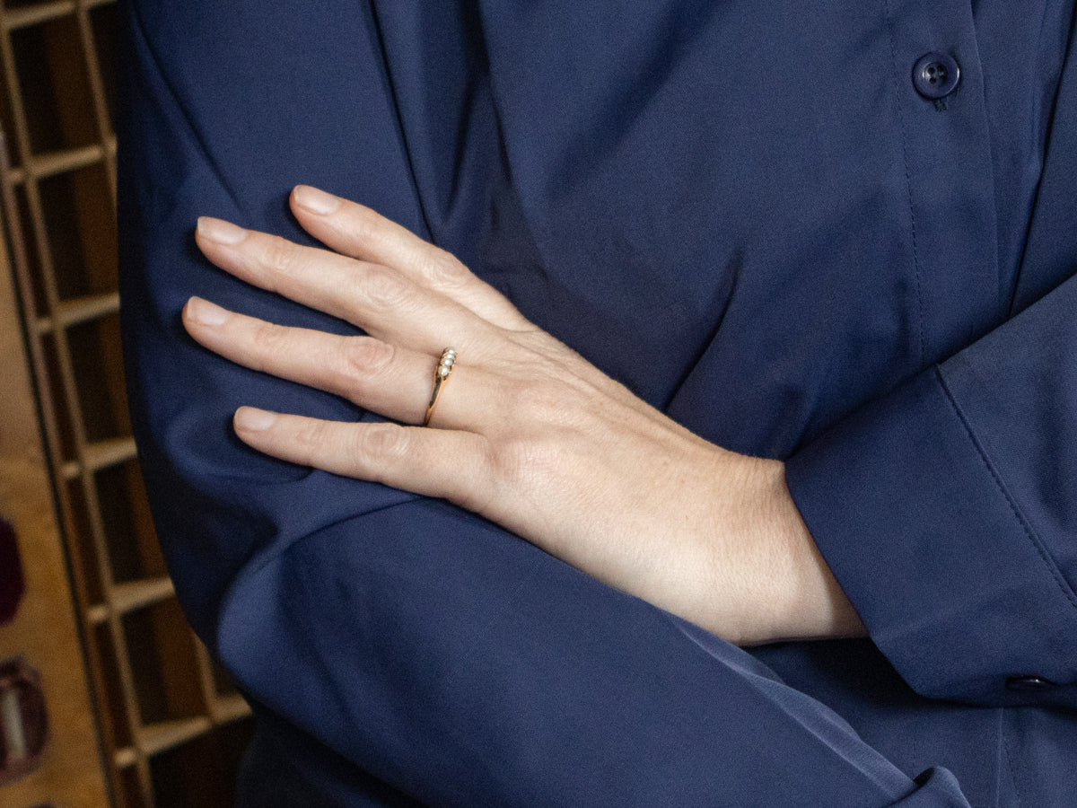 Vintage Creamy Pearl and Gold Band