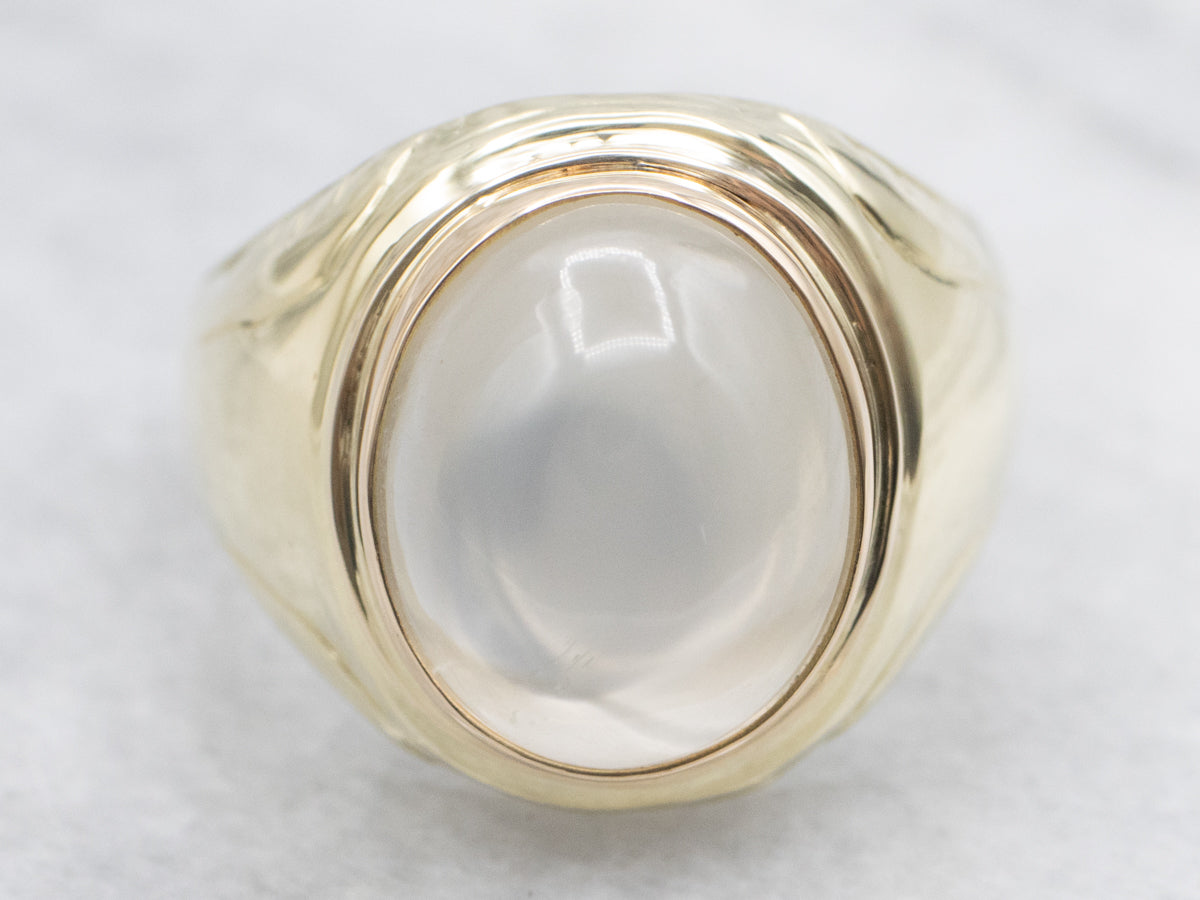 Vintage Gold Unisex Moonstone Ring
