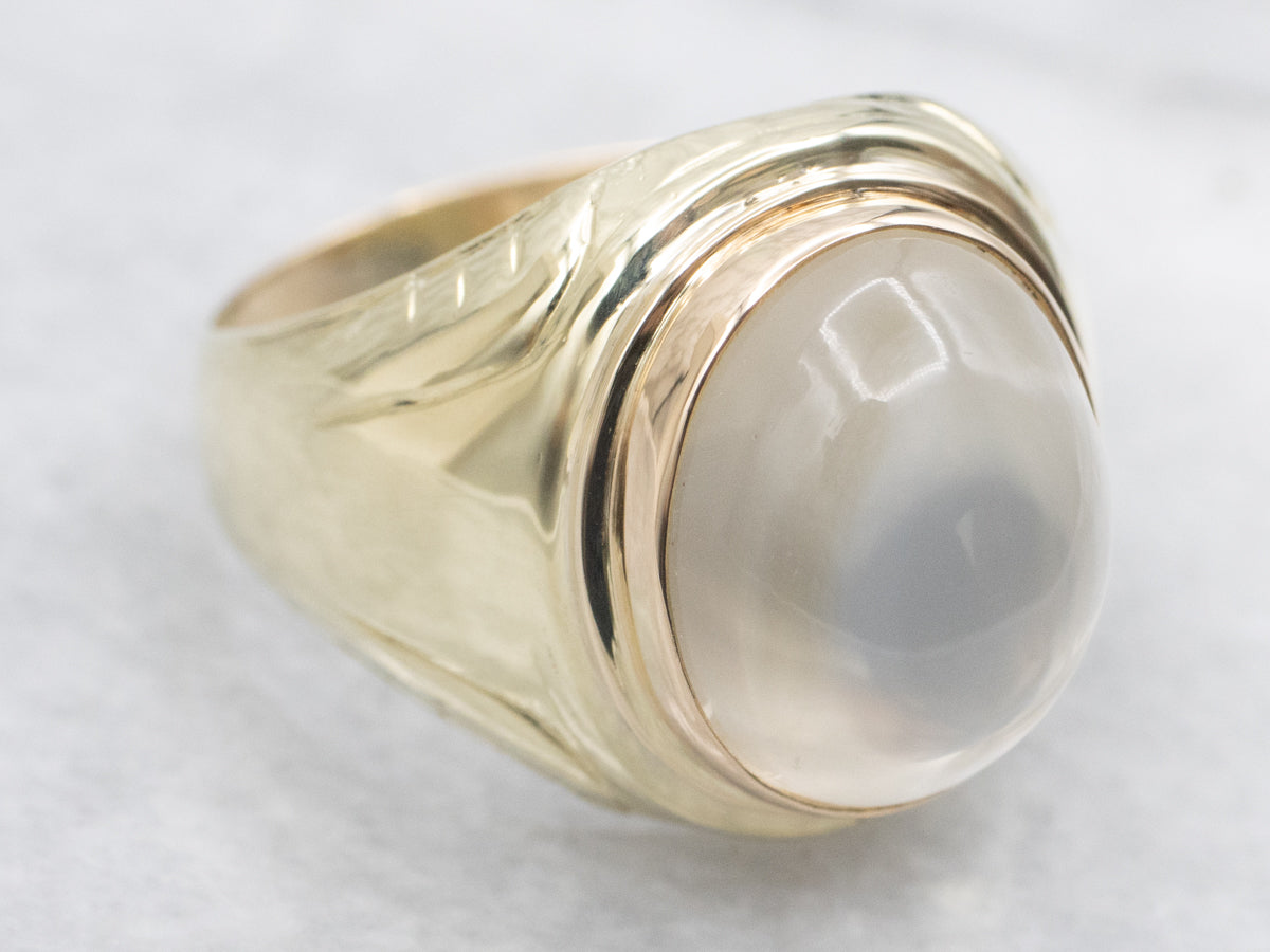 Vintage Gold Unisex Moonstone Ring