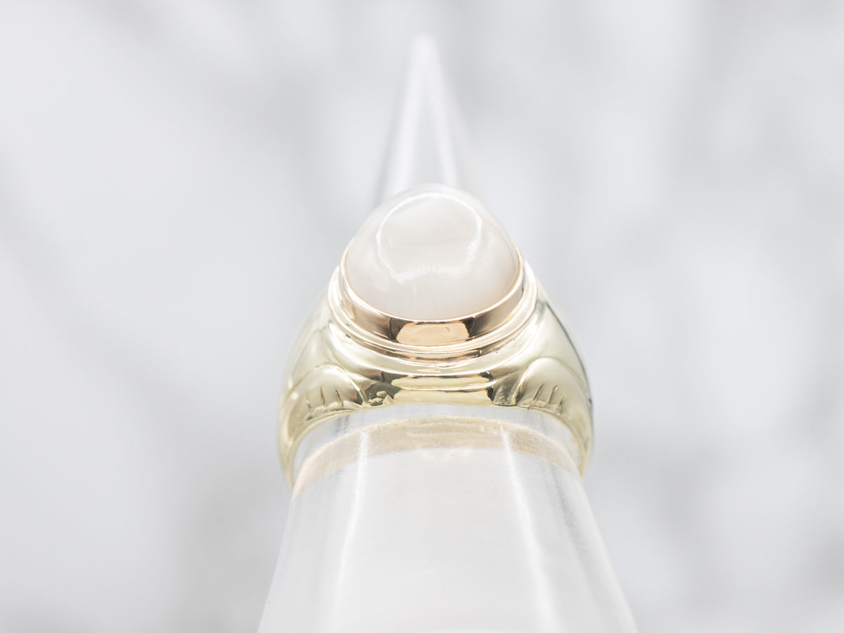 Vintage Gold Unisex Moonstone Ring