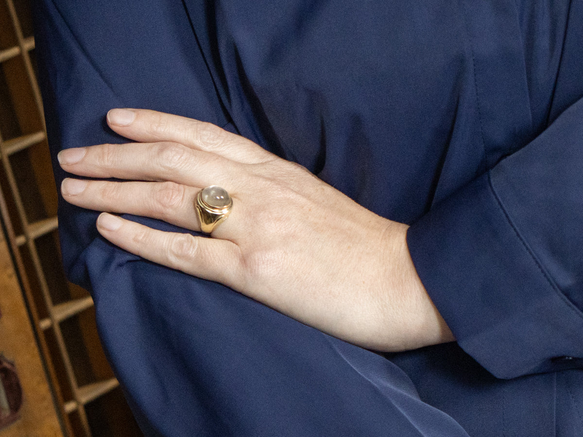 Vintage Gold Unisex Moonstone Ring