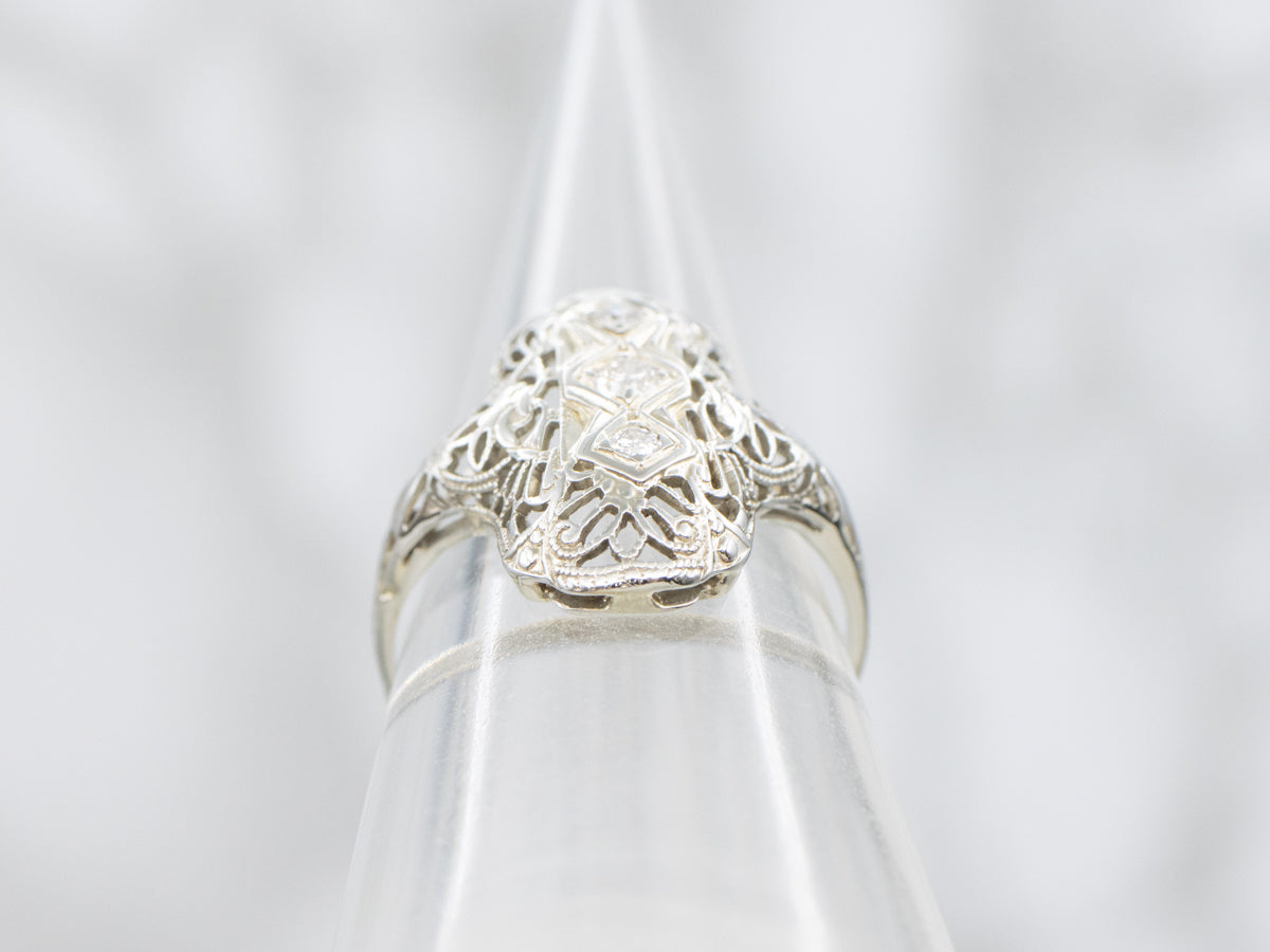 Art Deco Old Mine Cut Diamond Dinner Ring