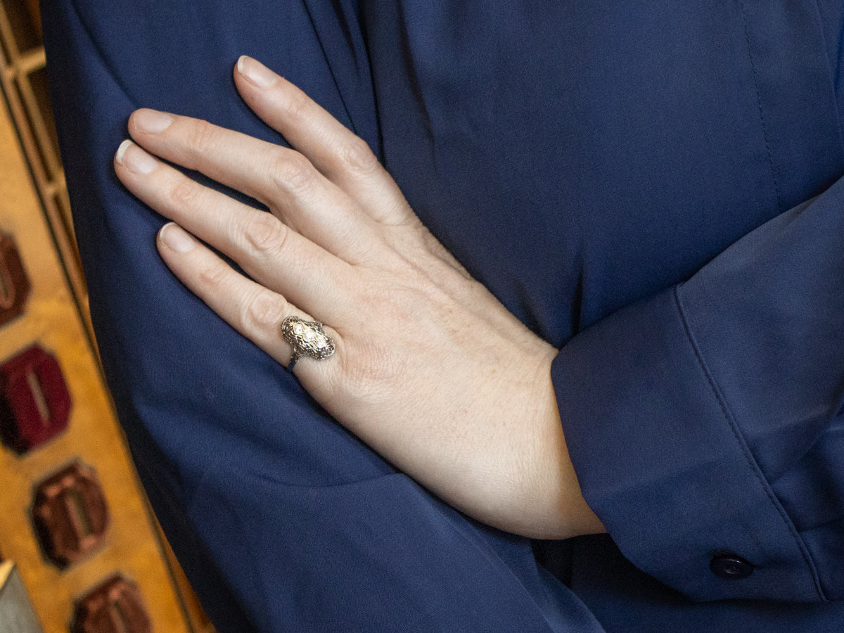 Art Deco Old Mine Cut Diamond Dinner Ring