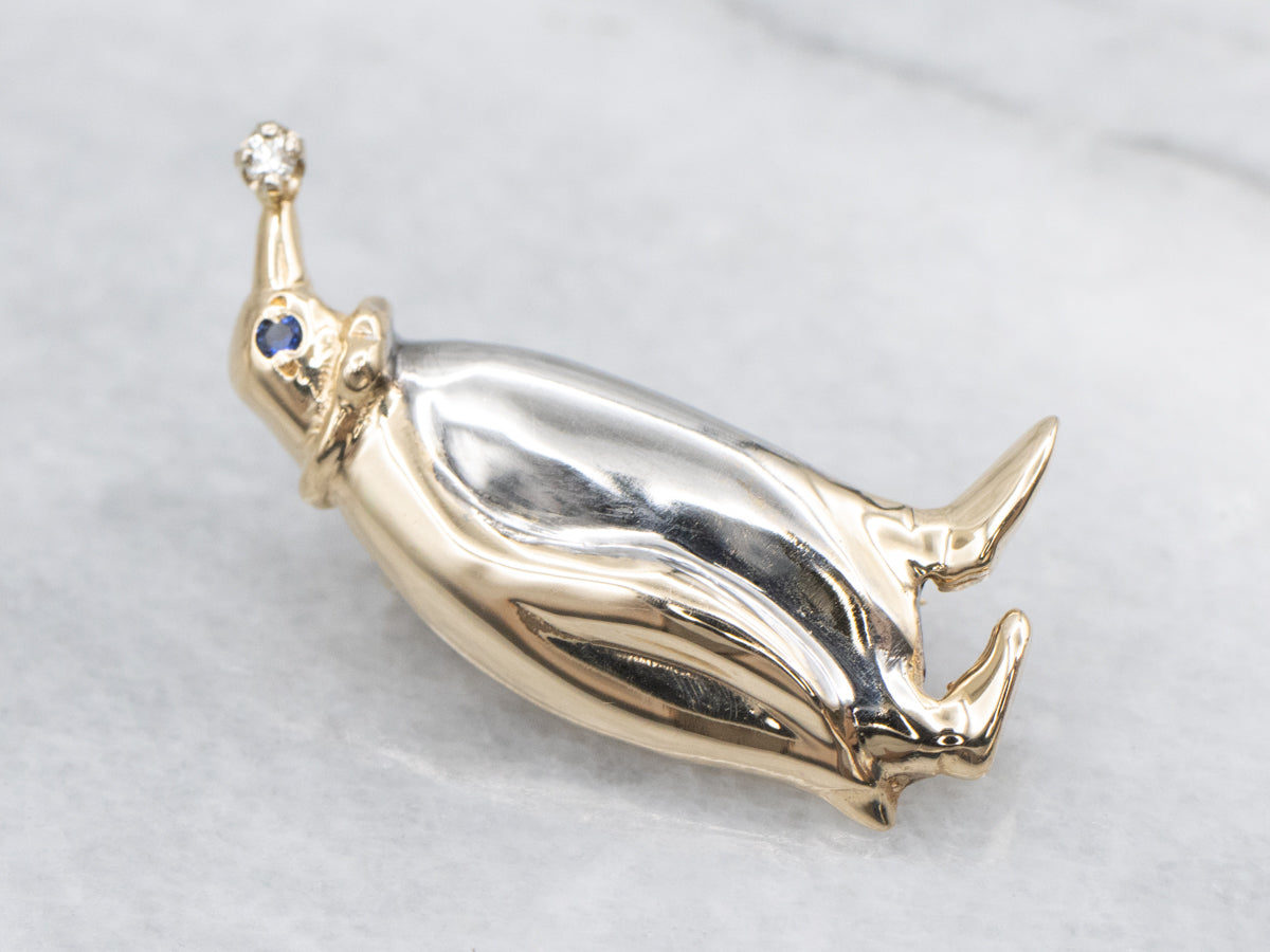 Emperor Penguin Pin with Sapphire and Diamond Accents