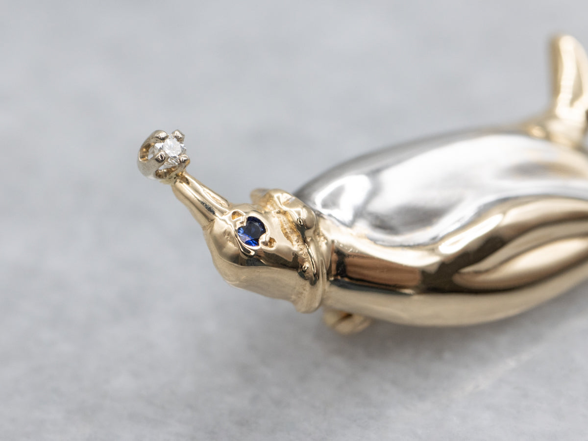 Emperor Penguin Pin with Sapphire and Diamond Accents