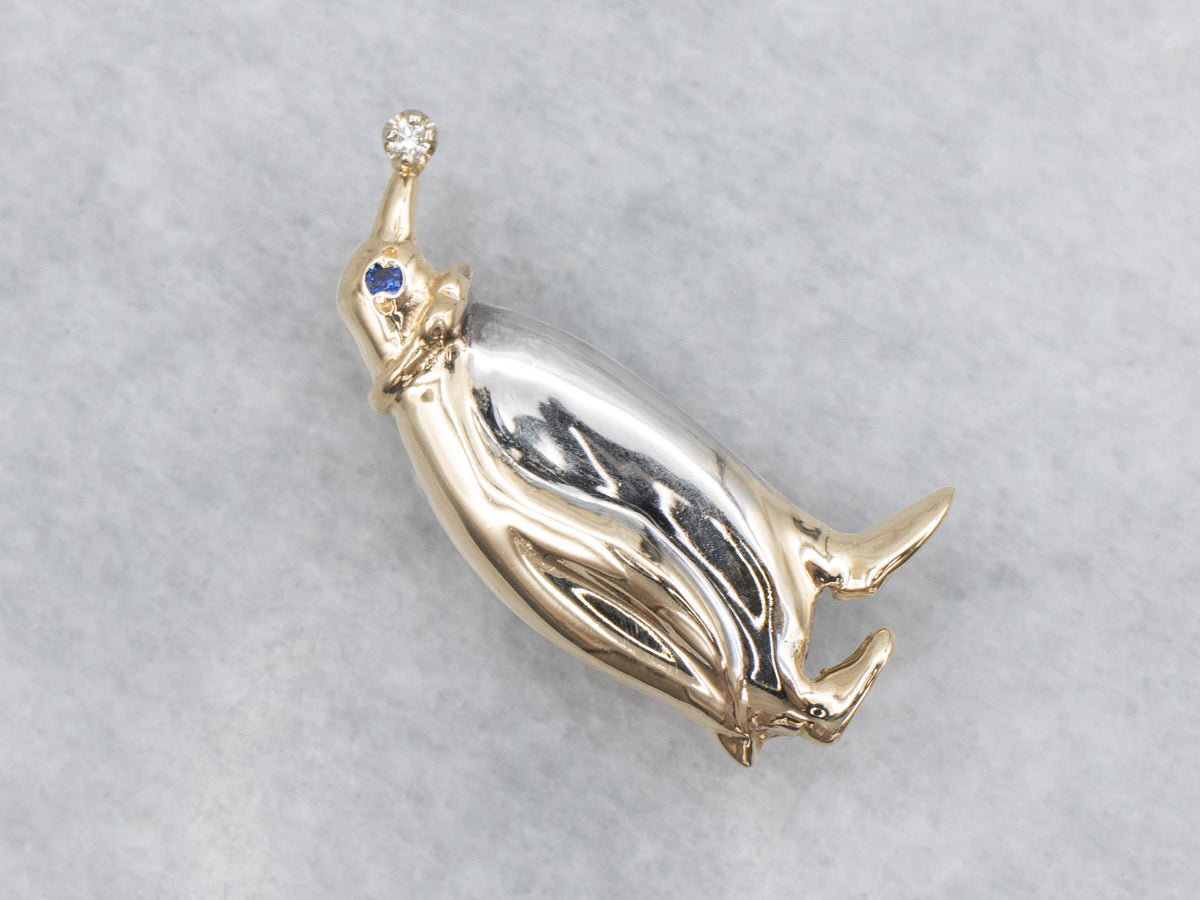Emperor Penguin Pin with Sapphire and Diamond Accents
