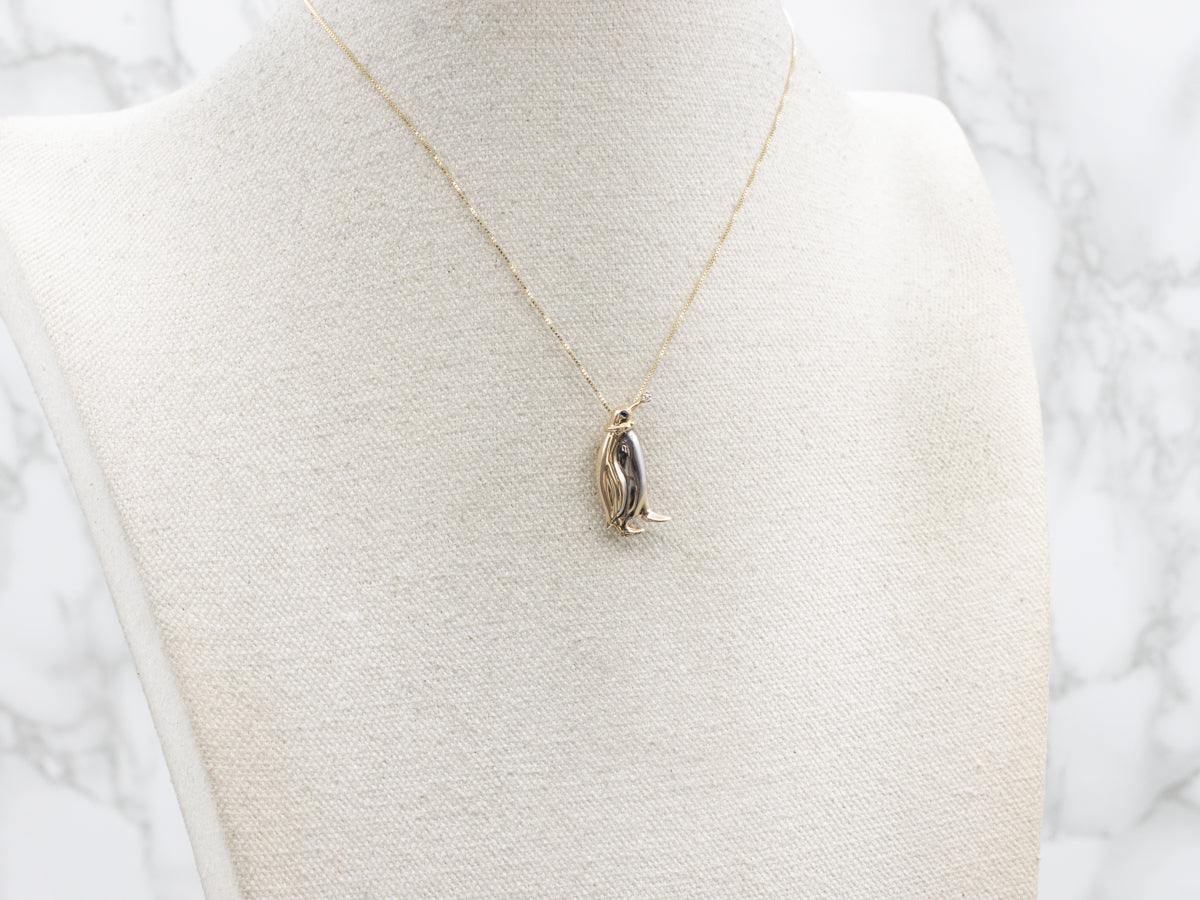 Emperor Penguin Pin with Sapphire and Diamond Accents