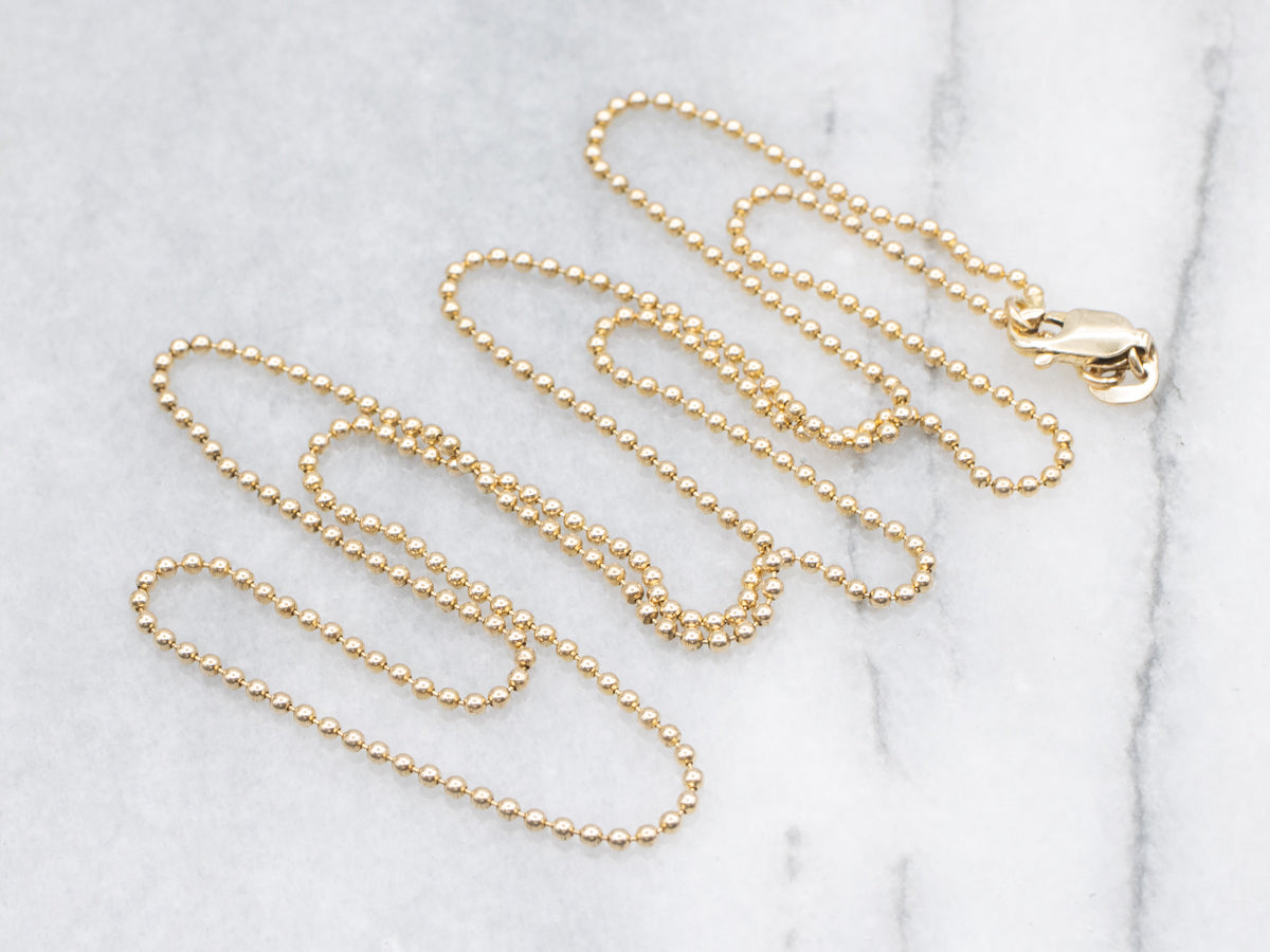 Italian Yellow Gold Beaded Ball Chain