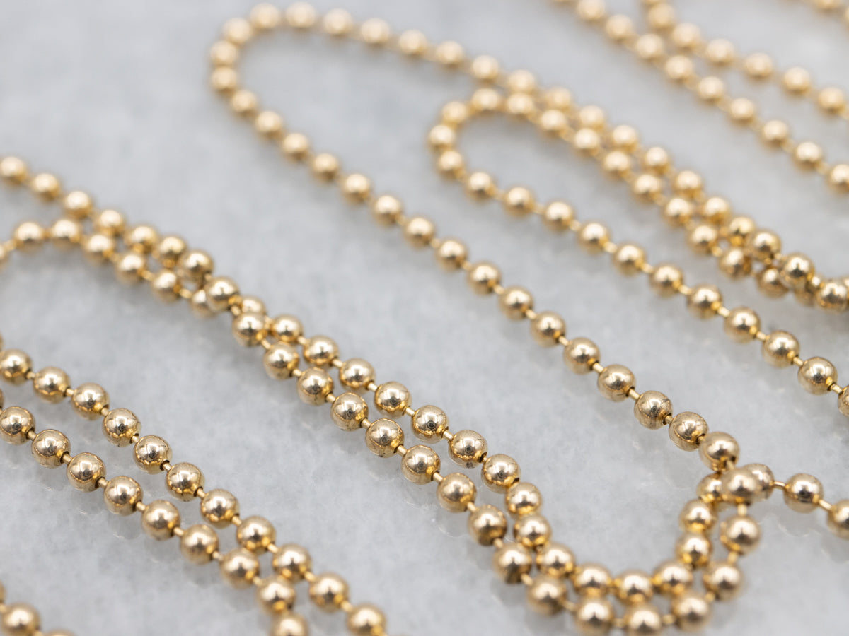 Italian Yellow Gold Beaded Ball Chain