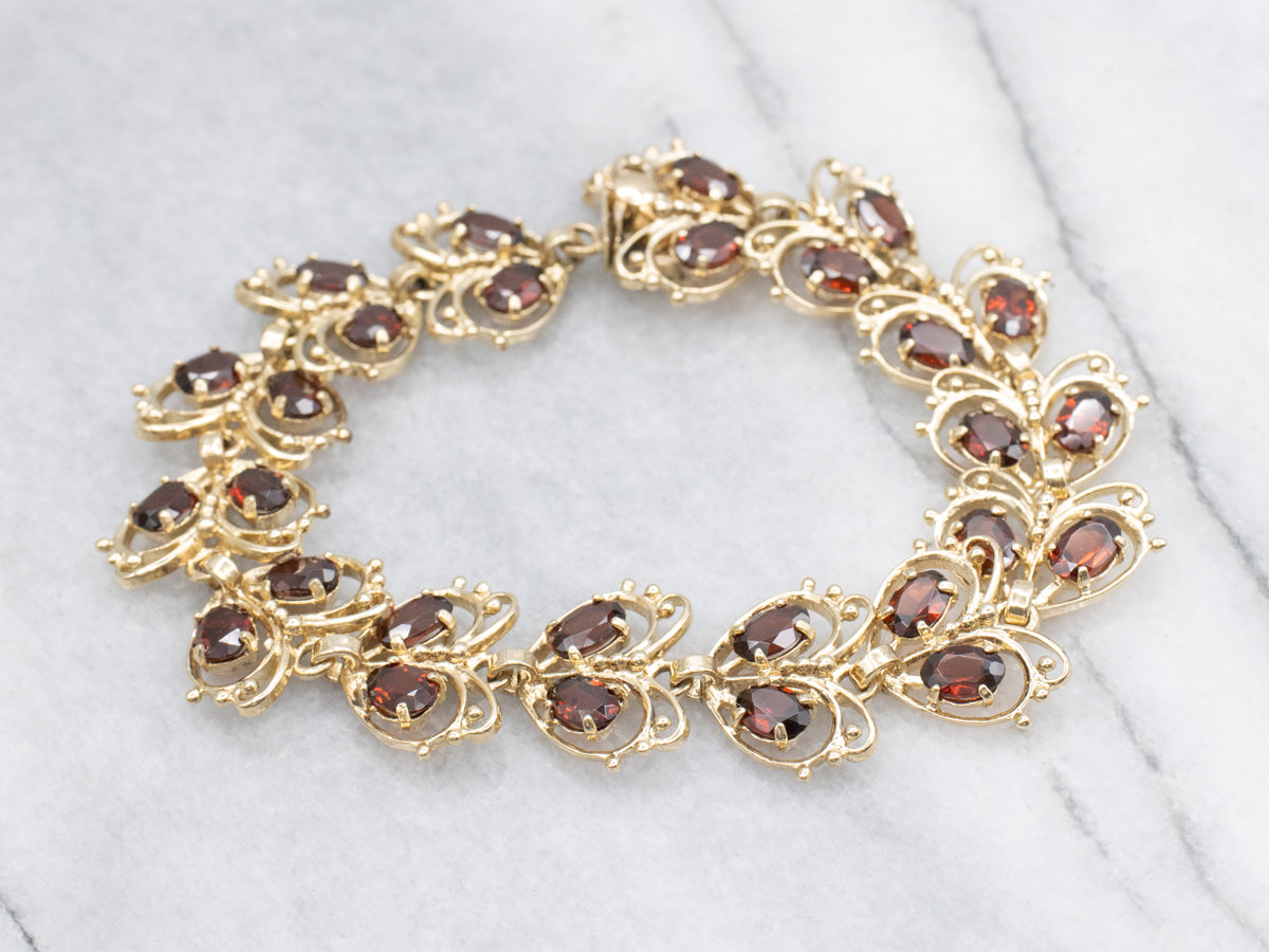 Looping Gold and Garnet Butterfly Link Bracelet