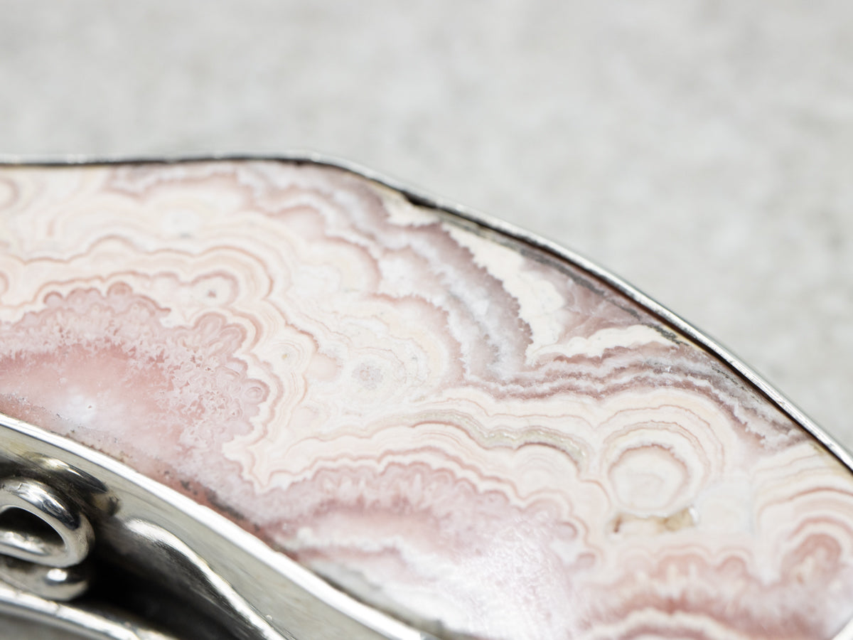 Sterling Silver Rhodochrosite Botanical Statement Pendant