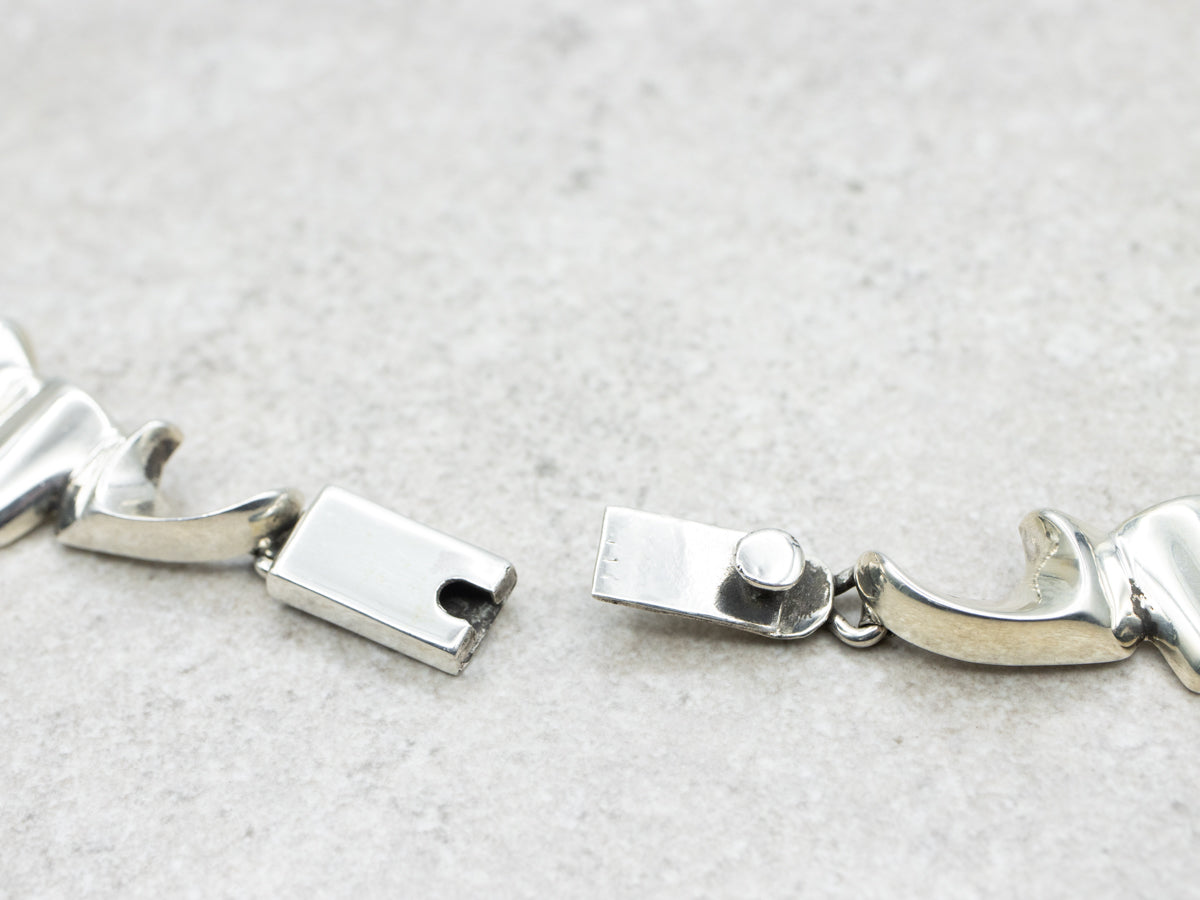 Modernist Mexican Sterling Silver Chocker Chain